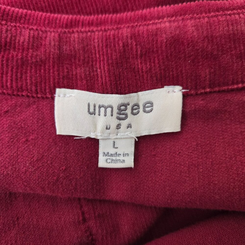 Umgee Tiered Dress Lrg Red Corduroy Boho Peasant Western Relaxed Fit Mini Shift - Picture 9 of 14